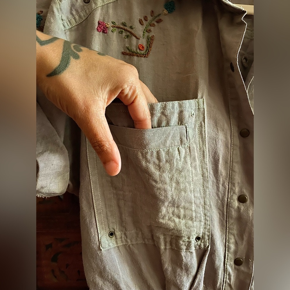 Vintage 80’s Nok Nok embroidered cotton jumpsuit utility suit - Picture 4 of 15